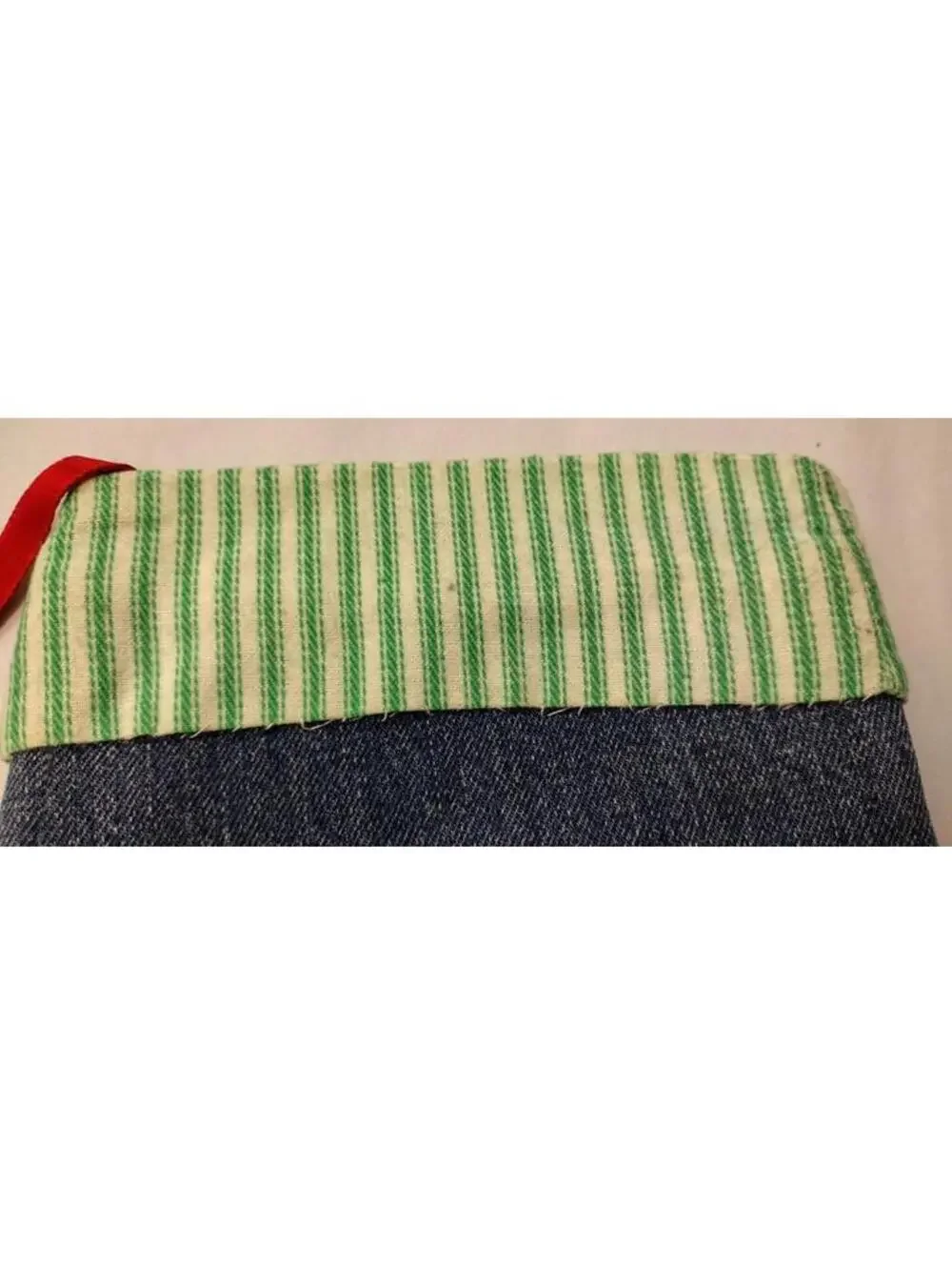70s Christmas Denim Stocking LARGE SIZE Hippie Holiday RECYCLED JEANS